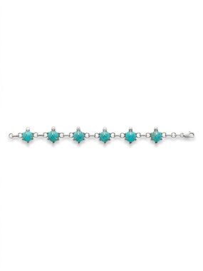Sterling Silver Turquoise Turtle Link Bracelet - Blue Stone Stations